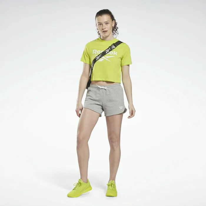 Shorts Womens Reebok Identity French Terry Shorts Medium Grey Heather White