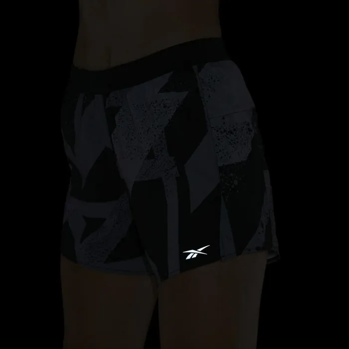 Shorts Womens Reebok Run Essentials Allover Print Shorts Black
