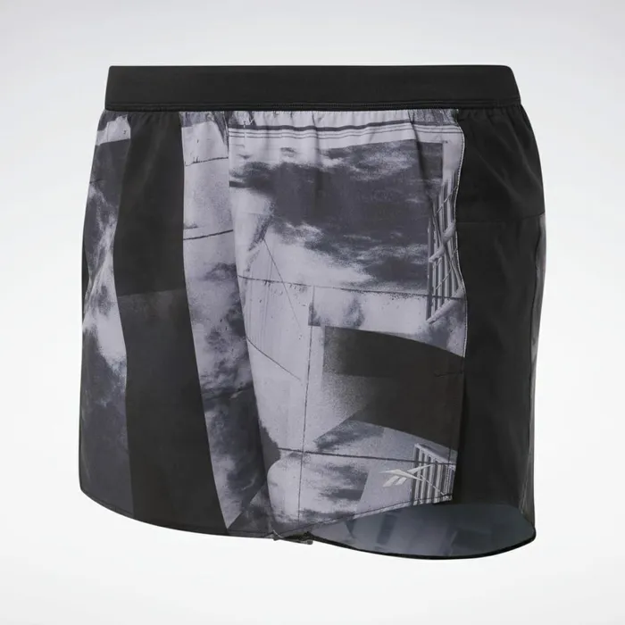 Shorts Womens Reebok Run Essentials Allover Print Shorts Black