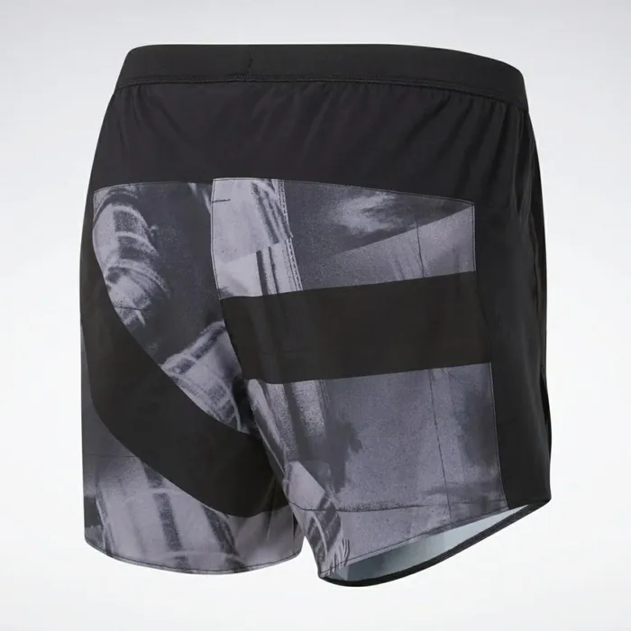 Shorts Womens Reebok Run Essentials Allover Print Shorts Black