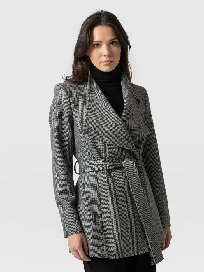 Sienna Wrap Coat 8211 Chevron Chevron Women Saint And Sofia Coats and Jackets