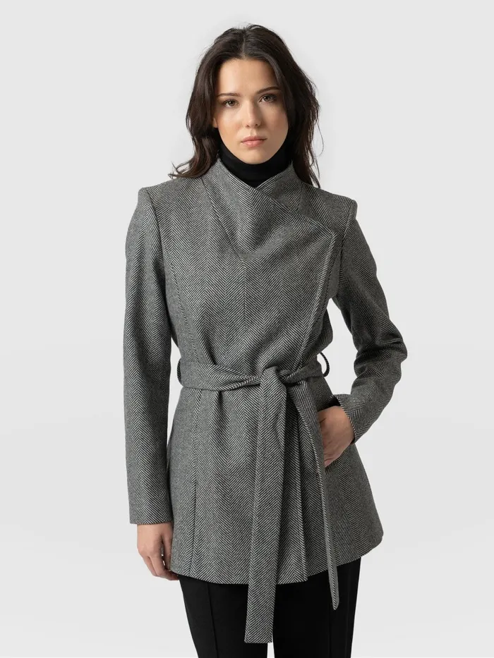 Sienna Wrap Coat 8211 Chevron Chevron Women Saint And Sofia Coats and Jackets