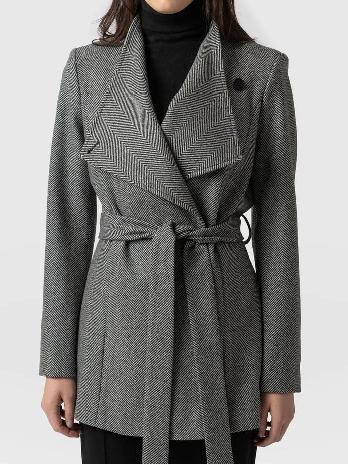 Sienna Wrap Coat 8211 Chevron Chevron Women Saint And Sofia Coats and Jackets