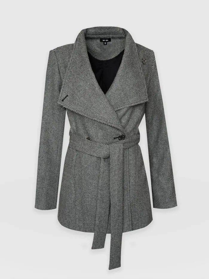 Sienna Wrap Coat 8211 Chevron Chevron Women Saint And Sofia Coats and Jackets