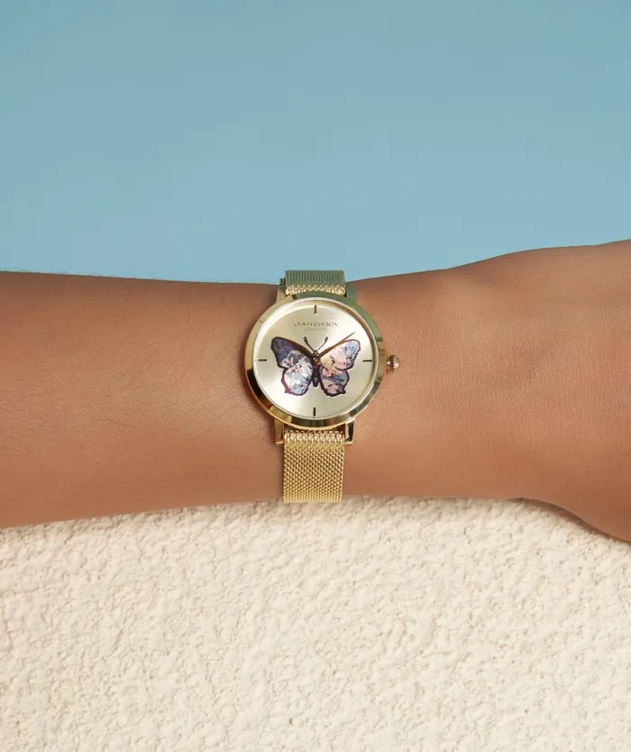 Signature Watches Women Olivia Burton 28mm Butterfly Ultra Slim Gold Mesh Watch