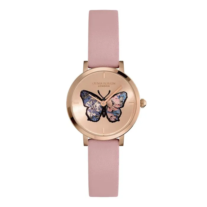 Signature Watches Women Olivia Burton 28mm Butterfly Ultra Slim Rose Gold and Mellow Rose Leather Strap Watch Signature Watches Women Olivia Burton 28mm Butterfly Ultra Slim Rose Gold and Mellow Rose Leather Strap Watch