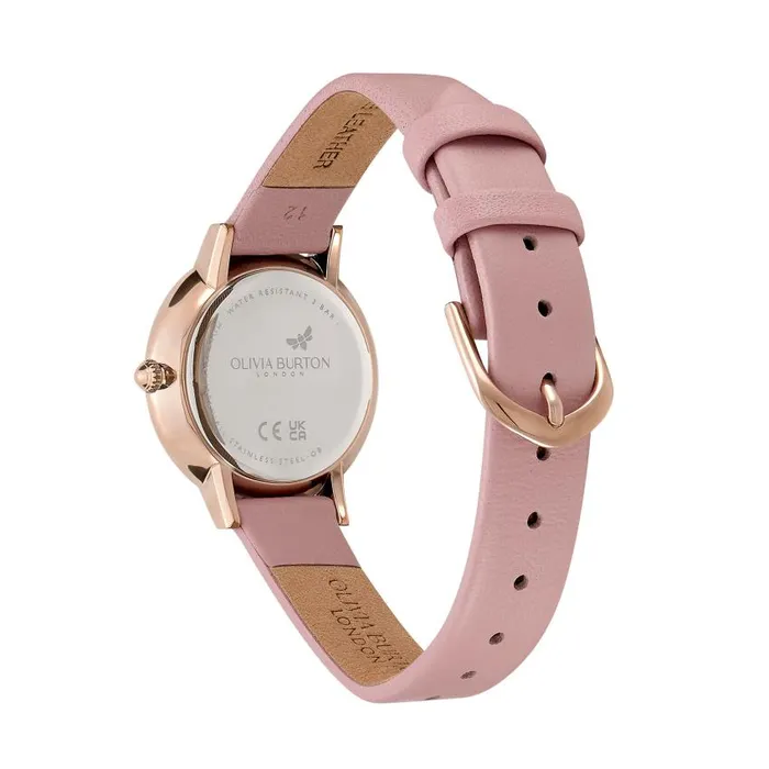 Signature Watches Women Olivia Burton 28mm Butterfly Ultra Slim Rose Gold and Mellow Rose Leather Strap Watch