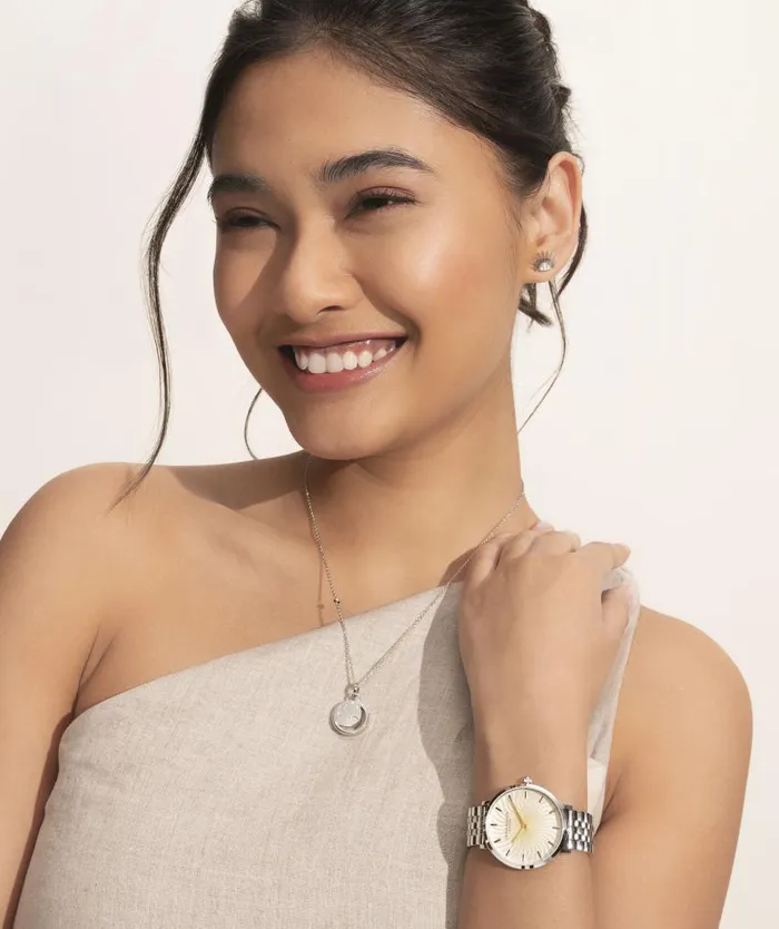 Signature Watches Women Olivia Burton 35mm Radiant Sun Ombre and Silver Bracelet Watch