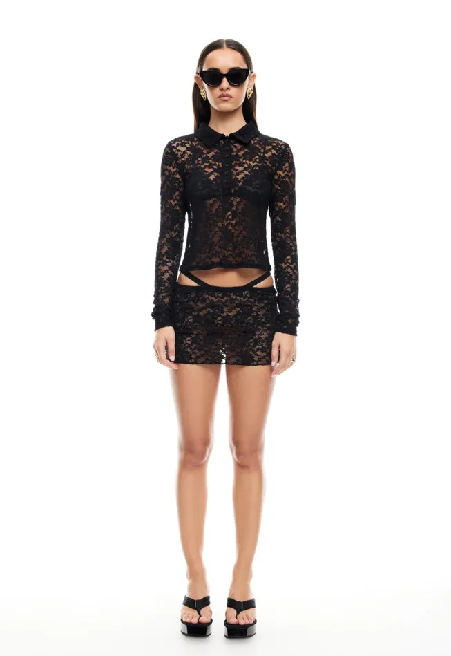 Skirts Women Lioness Fashion BLACK SWAN LACE MINI Onyx Skirts Women Lioness Fashion BLACK SWAN LACE MINI Onyx