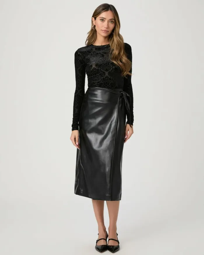 Skirts Women PAIGE Ogden Skirt 8211 Black Faux Leather