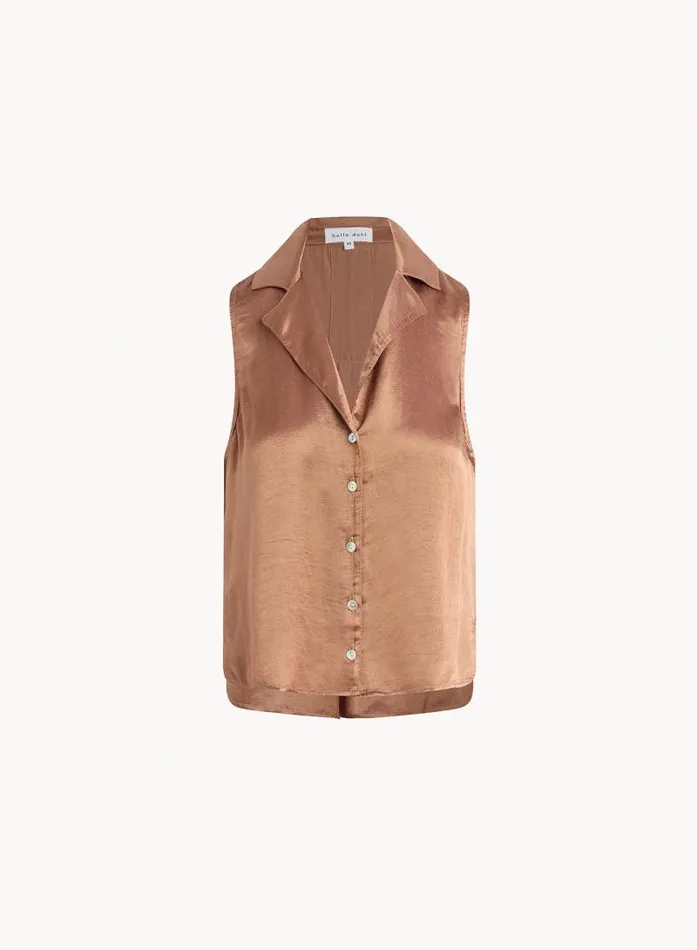 Sleeveless Notch Collar Button Down 8211 Curacao Coconut Women Bella Dahl Sleeveless Sleeveless Notch Collar Button Down 8211 Curacao Coconut Women Bella Dahl Sleeveless
