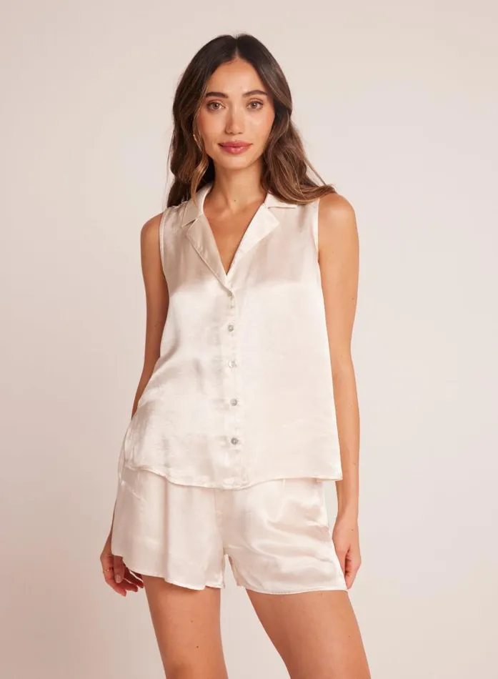 Sleeveless Notch Collar Button Down 8211 Playa Sand Women Bella Dahl Sleeveless