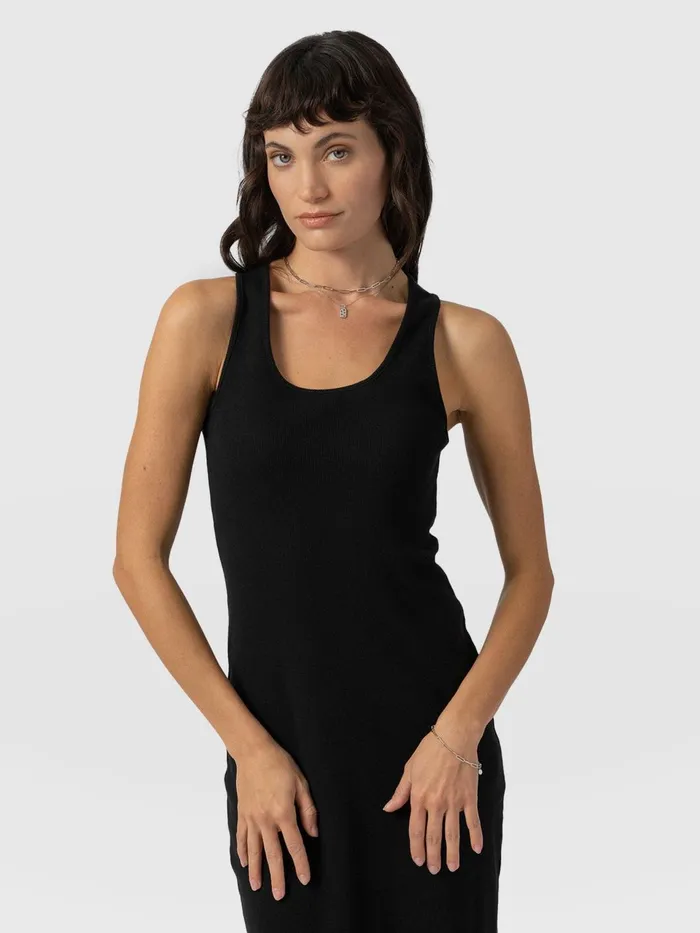 Sleeveless Rib Dress 8211 Black Black Women Saint And Sofia Dresses