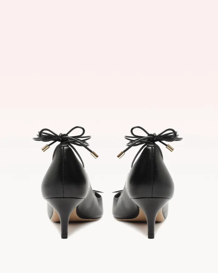 Slim Clarita Lace Up Pointed Toe Kitten Heels Black Women Alexandre Birman Pumps