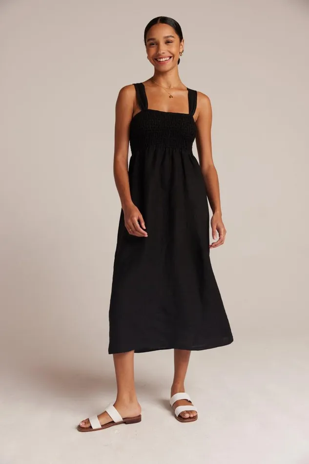 Smocked Linen Midi Dress 8211 Black Women Bella Dahl Midi Dresses Smocked Linen Midi Dress 8211 Black Women Bella Dahl Midi Dresses
