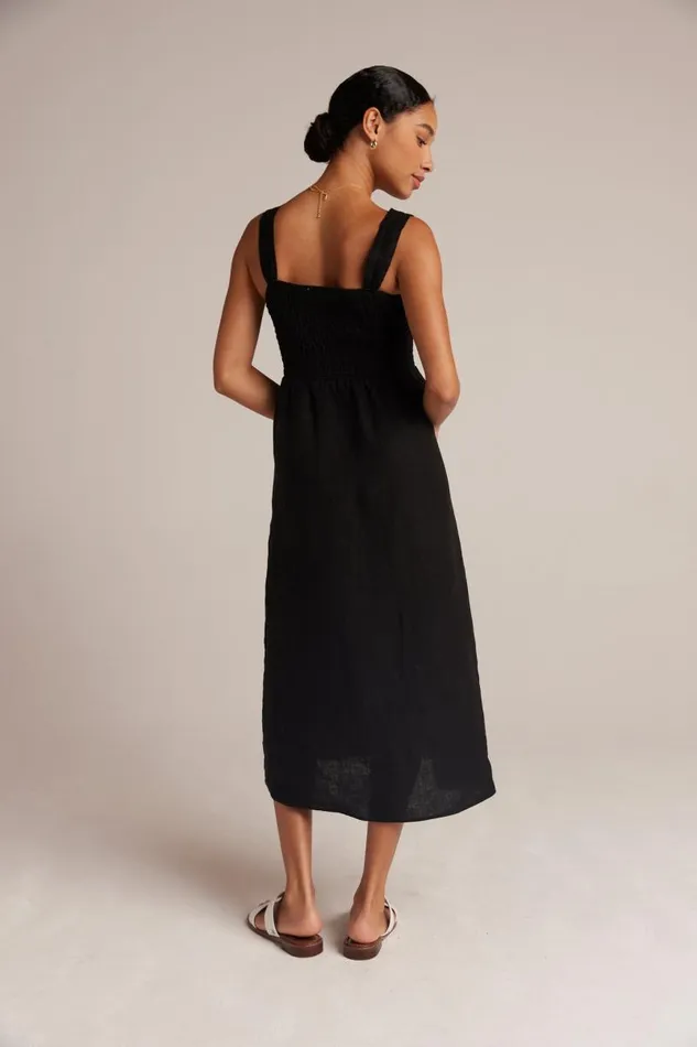 Smocked Linen Midi Dress 8211 Black Women Bella Dahl Midi Dresses Smocked Linen Midi Dress 8211 Black Women Bella Dahl Midi Dresses
