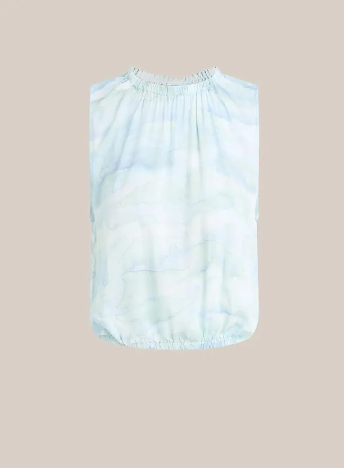 Smocked Neck Tank 8211 Waves Camo Print Women Bella Dahl Sleeveless