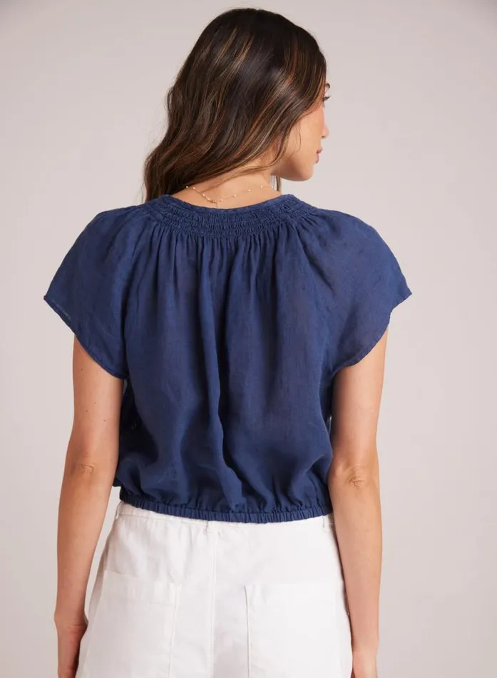 Smocked Tie Top 8211 Brazilian Navy Women Bella Dahl Short Sleeve Smocked Tie Top 8211 Brazilian Navy Women Bella Dahl Short Sleeve