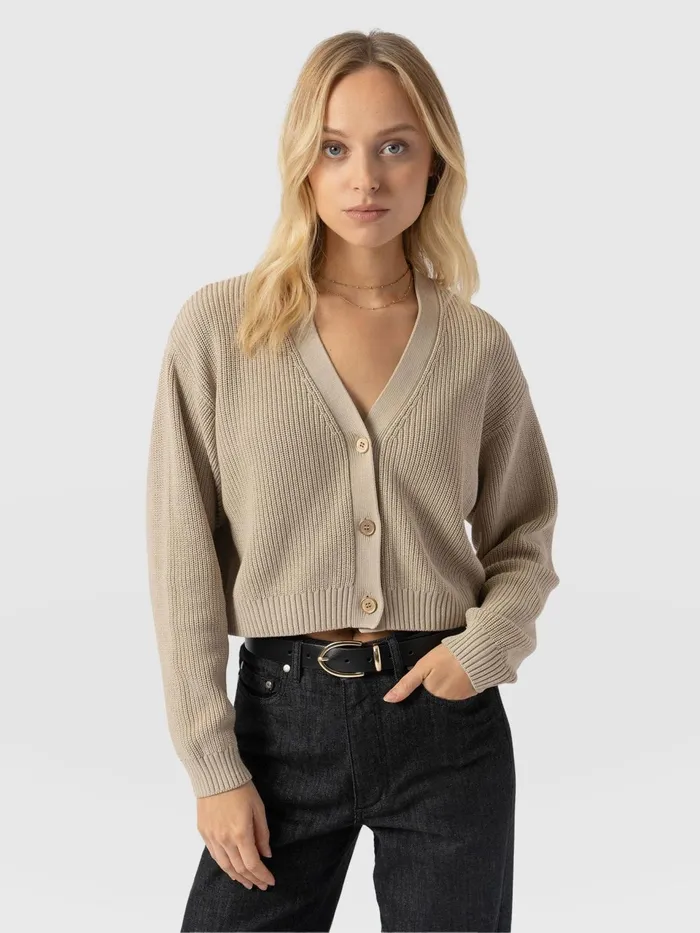 Soho Crop Cardigan 8211 Beige Beige Women Saint And Sofia Knitwear