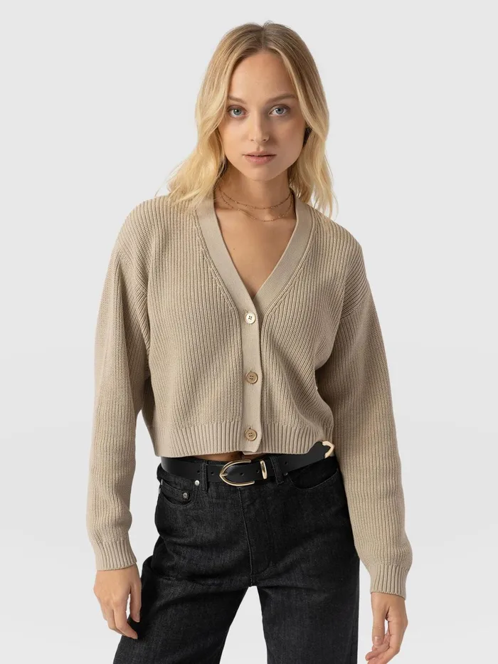 Soho Crop Cardigan 8211 Beige Beige Women Saint And Sofia Knitwear
