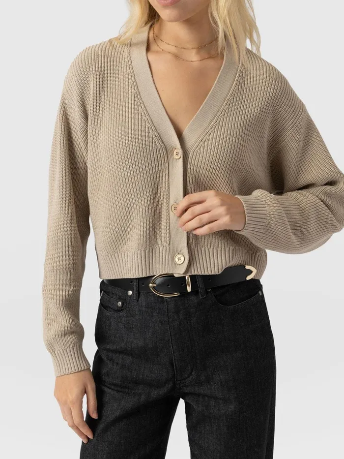 Soho Crop Cardigan 8211 Beige Beige Women Saint And Sofia Knitwear