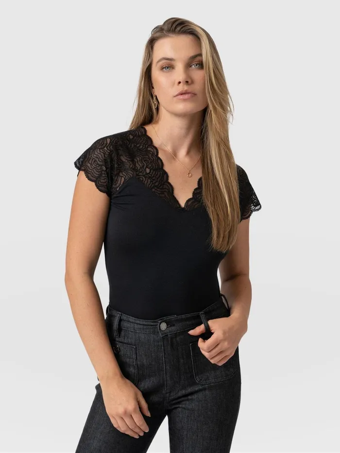 Sophia Lace Tee 8211 Black Black Women Saint And Sofia TShirts and Tanks