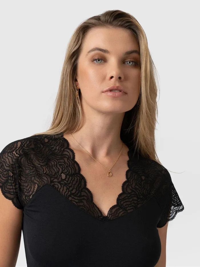 Sophia Lace Tee 8211 Black Black Women Saint And Sofia TShirts and Tanks