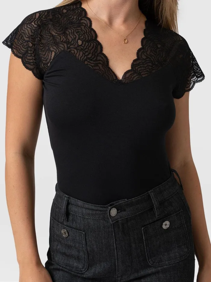 Sophia Lace Tee 8211 Black Black Women Saint And Sofia TShirts and Tanks