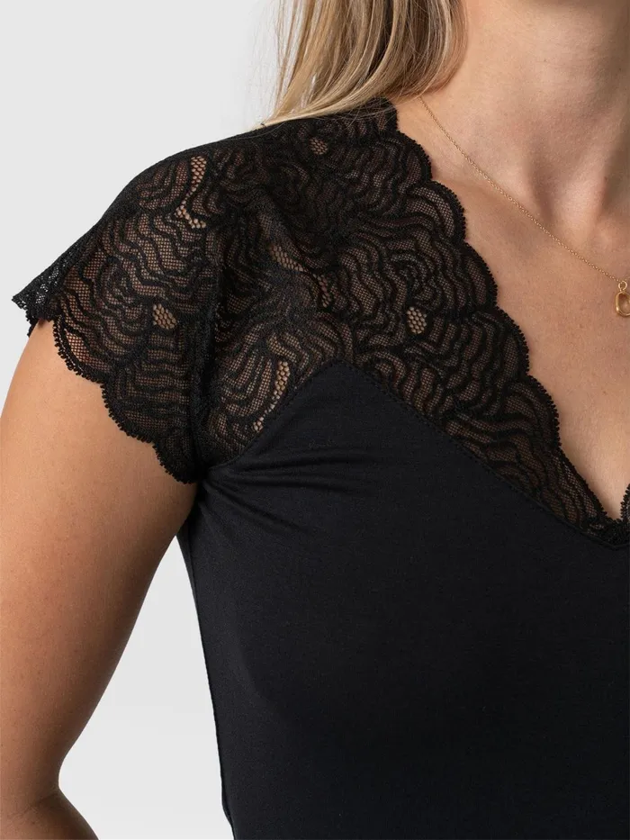 Sophia Lace Tee 8211 Black Black Women Saint And Sofia TShirts and Tanks