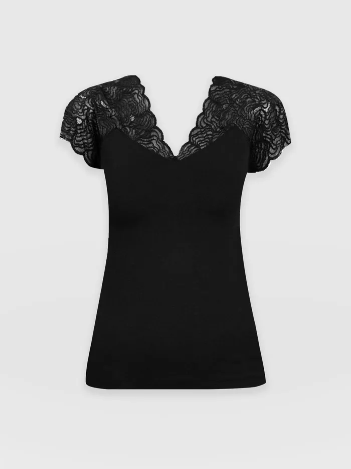 Sophia Lace Tee 8211 Black Black Women Saint And Sofia TShirts and Tanks