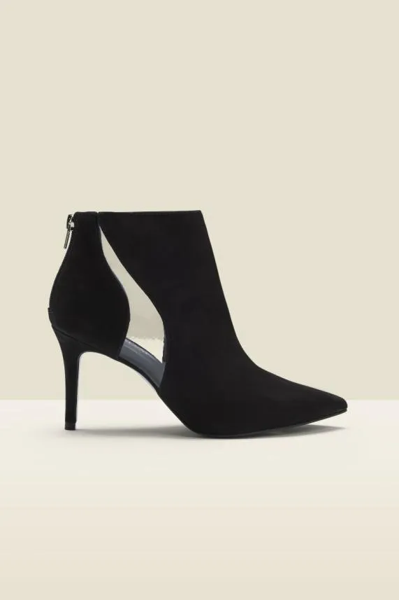 Sosandar Amber Black Nubuck Leather Perspex Flash Ankle Boot Black Women Boots