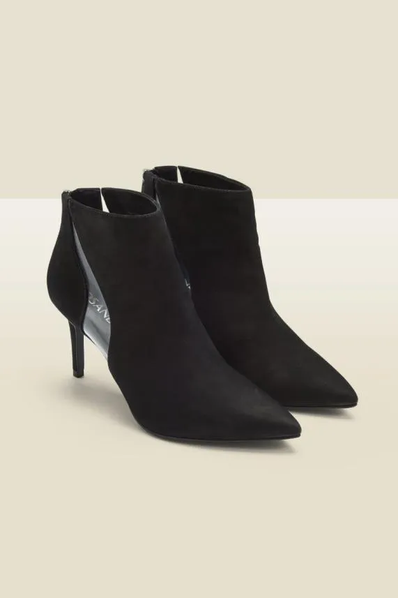 Sosandar Amber Black Nubuck Leather Perspex Flash Ankle Boot Black Women Boots