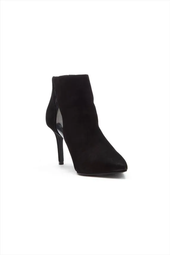 Sosandar Amber Black Nubuck Leather Perspex Flash Ankle Boot Black Women Boots
