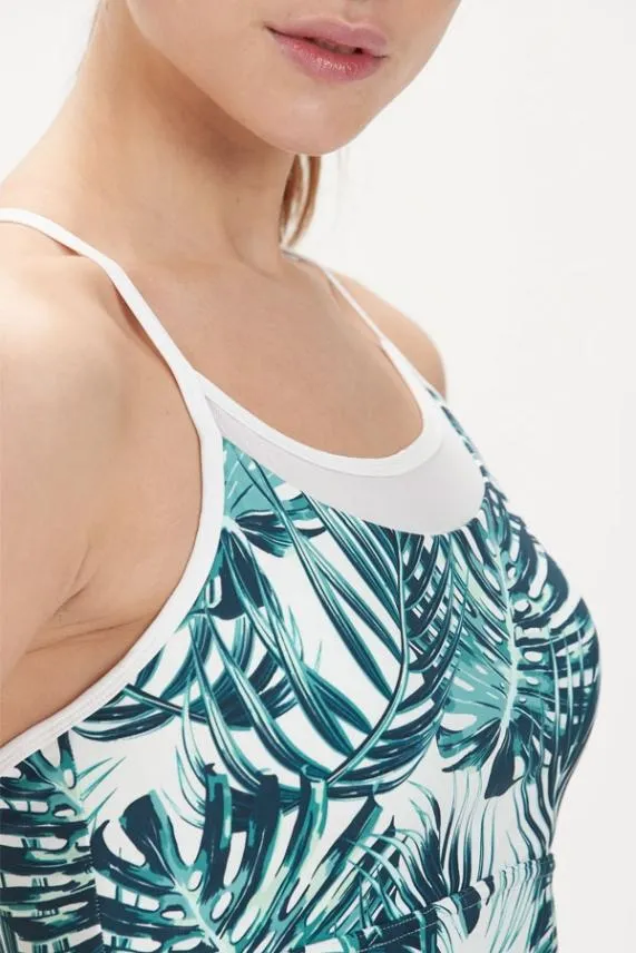 Sosandar Amelia Palm Print Mesh Panel Racerback Sports Bra Women Activewear