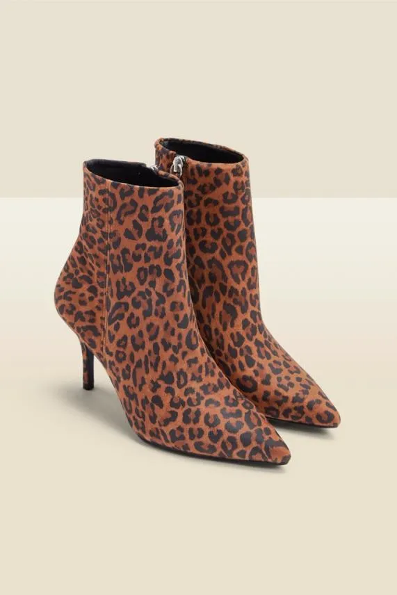 Sosandar Amour Leopard Suede Point Ankle Boot Women Boots