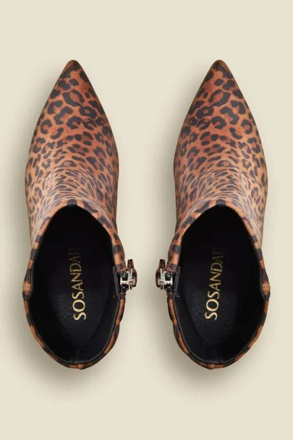 Sosandar Amour Leopard Suede Point Ankle Boot Women Boots