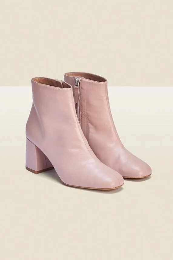 Sosandar Anna Dusty Pink Leather Mid Heel Ankle Boot Women Boots