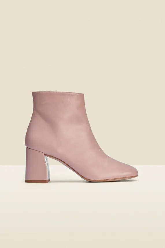 Sosandar Anna Dusty Pink Leather Mid Heel Ankle Boot Women Boots