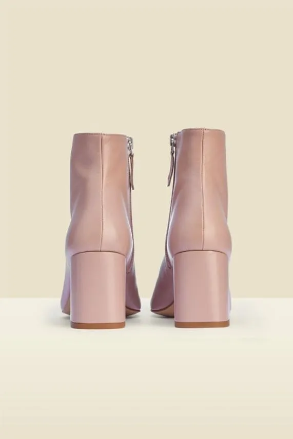 Sosandar Anna Dusty Pink Leather Mid Heel Ankle Boot Women Boots