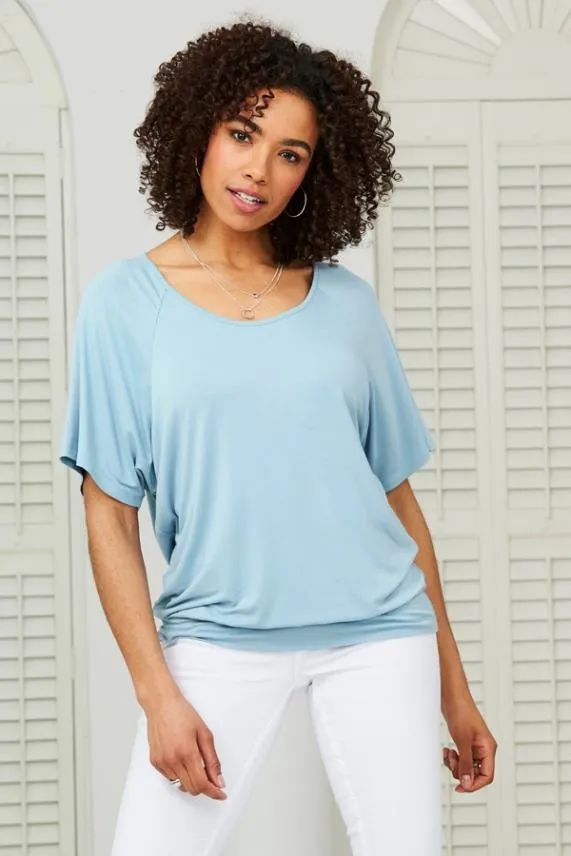 Sosandar Aquamarine Relaxed Fit Jersey T Shirt Women Tops