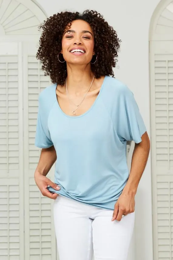 Sosandar Aquamarine Relaxed Fit Jersey T Shirt Women Tops