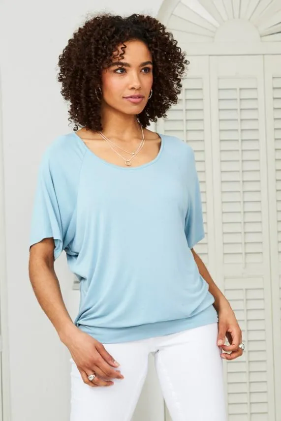 Sosandar Aquamarine Relaxed Fit Jersey T Shirt Women Tops