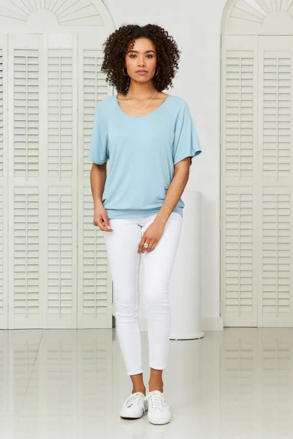 Sosandar Aquamarine Relaxed Fit Jersey T Shirt Women Tops