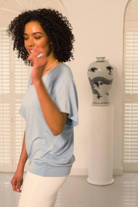Sosandar Aquamarine Relaxed Fit Jersey T Shirt Women Tops