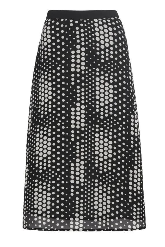 Sosandar Black and Cream Multi Spot Midi Skirt Black Cream Women Skirts