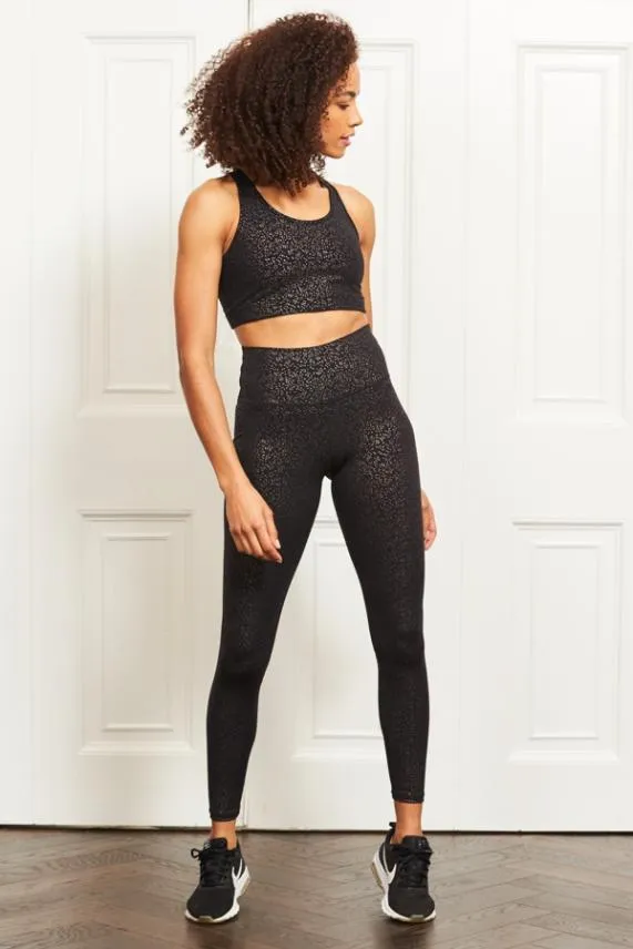 Sosandar Black and Rose Gold Print Perfect Body Sculpting Activewear Leggings Black Rose Gold Women Activewear