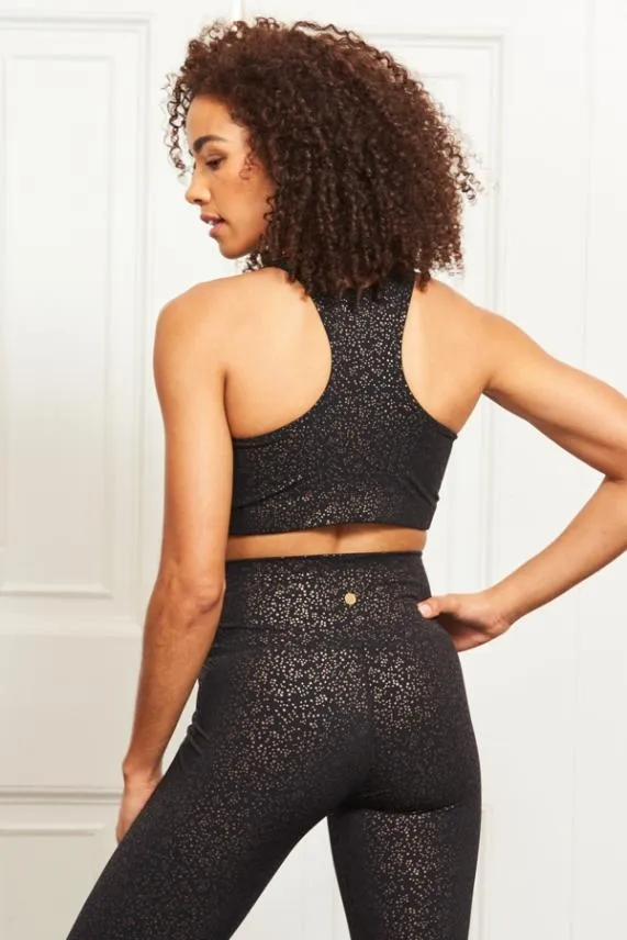 Sosandar Black and Rose Gold Print Perfect Body Sculpting Activewear Leggings Black Rose Gold Women Activewear
