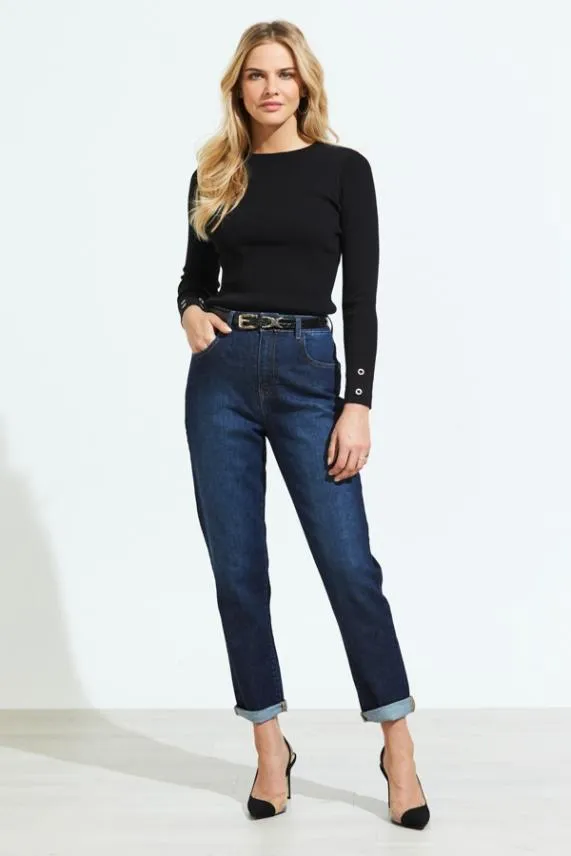 Sosandar Black Eyelet Detail Fine Knit Jumper Black Women Knitwear