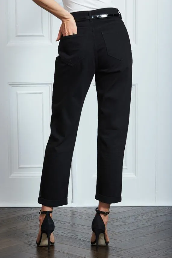Sosandar Black Girlfriend Jeans Black Women Jeans and Jeggings