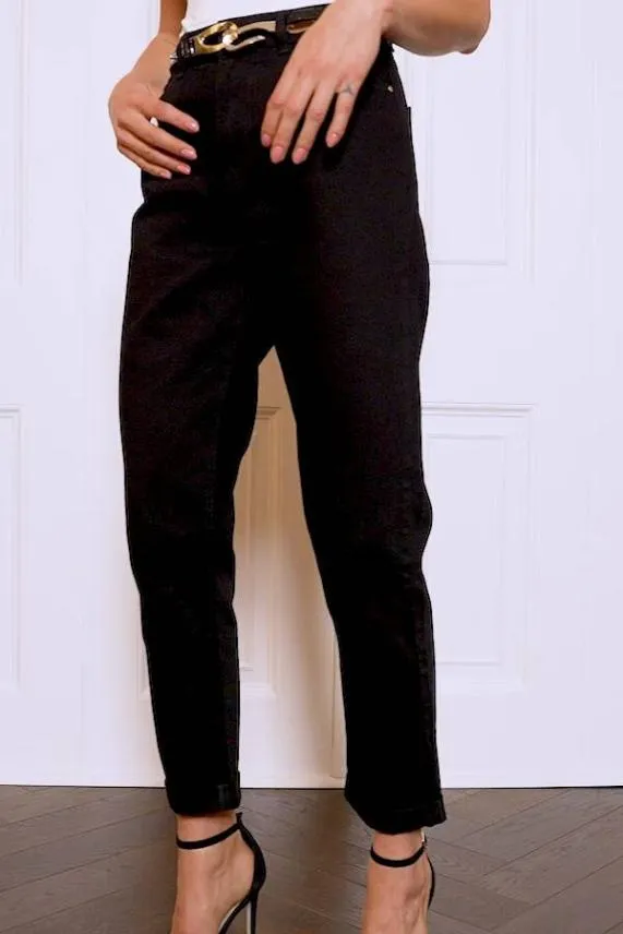Sosandar Black Girlfriend Jeans Black Women Jeans and Jeggings